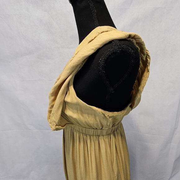 Wishlist Apparel Mustard Deep V-neck 100% Rayon Tiered Swing Maxi Dress Size S - Picture 10 of 14